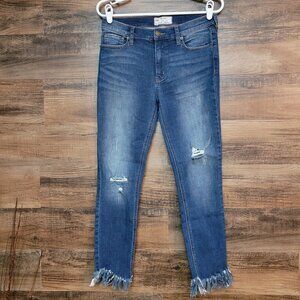 Free People Jeans 27 Great Heights Skinny Fray Fringe Hem Stretch Denim